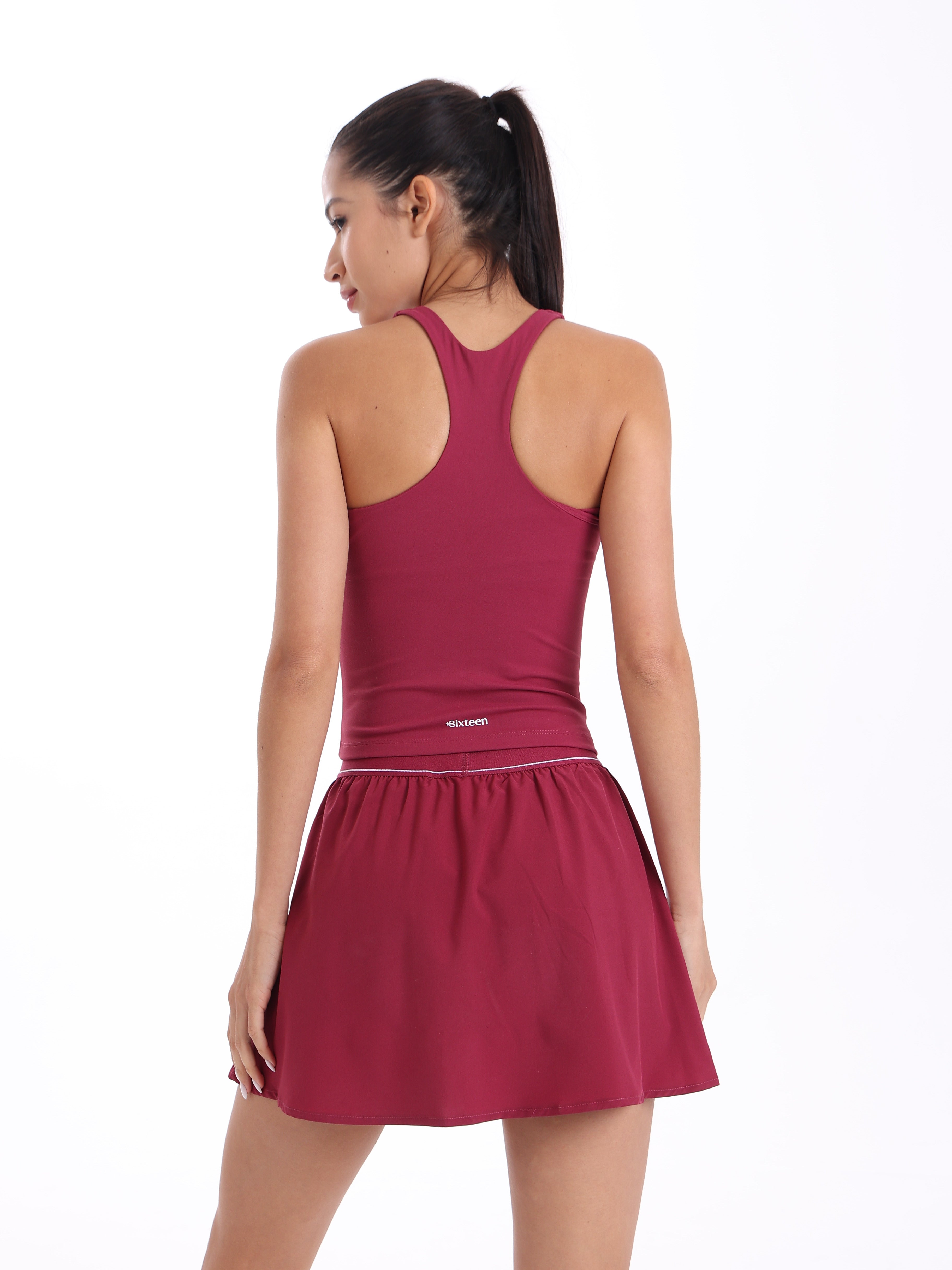 Court Cross Back Shirt, Deep Red