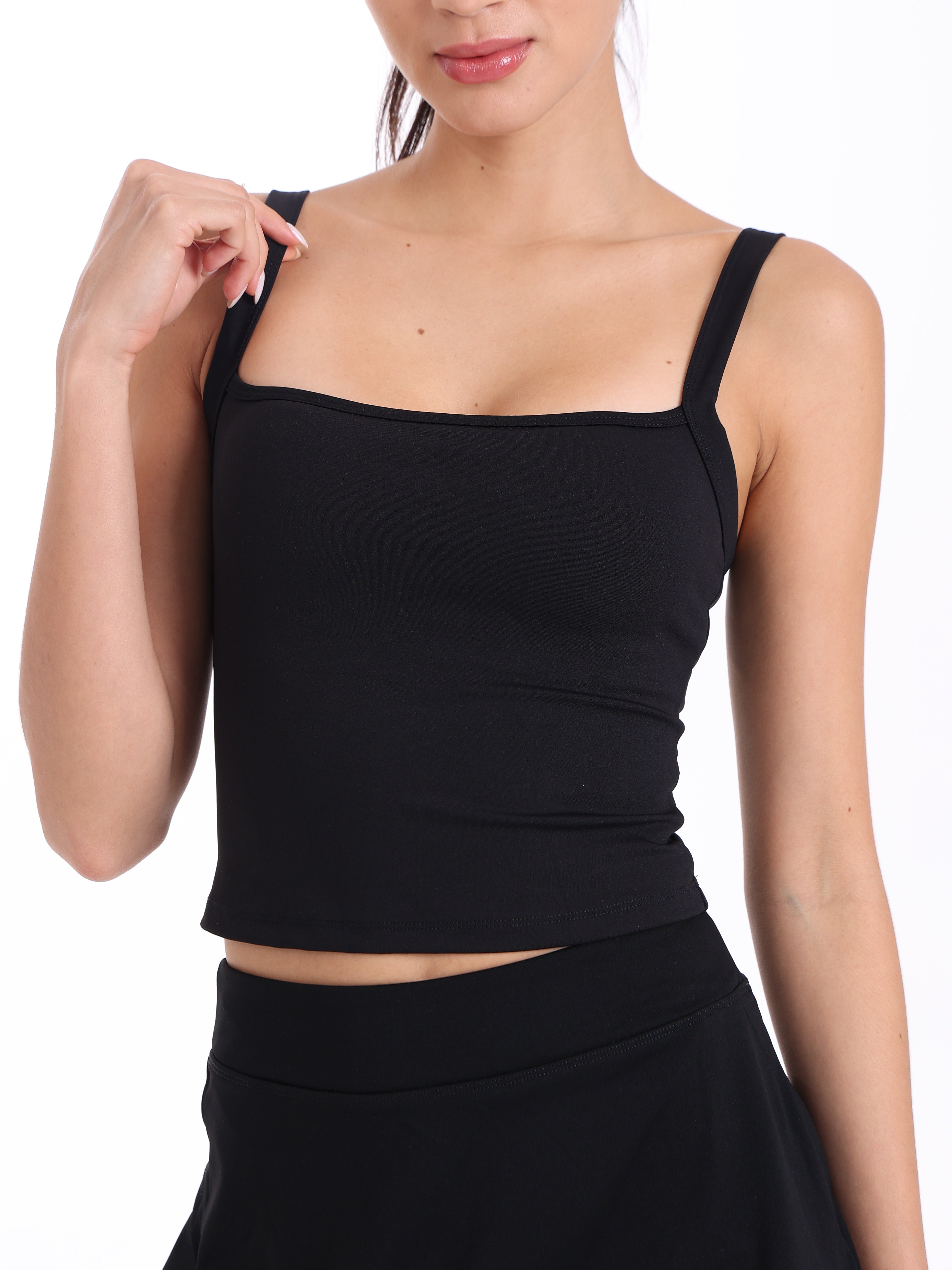 Ace Square Neck Tank, Black