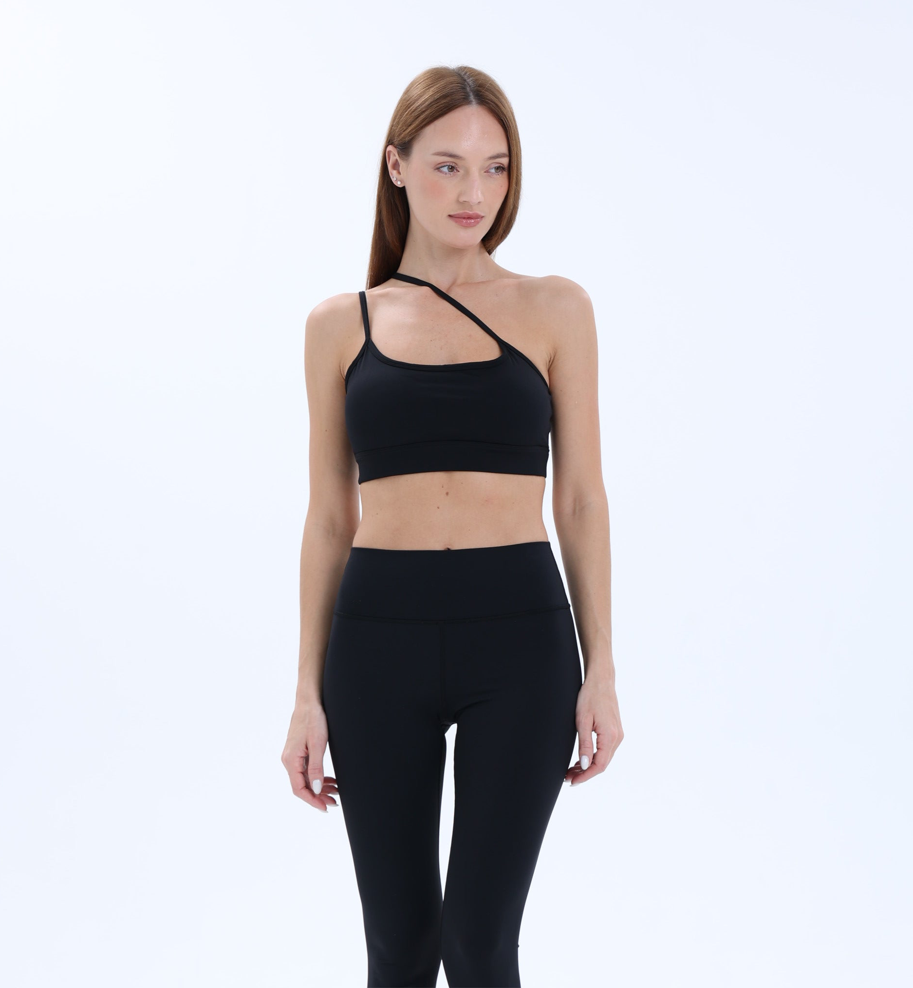 Thin Strap One Shoulder Bra, Black