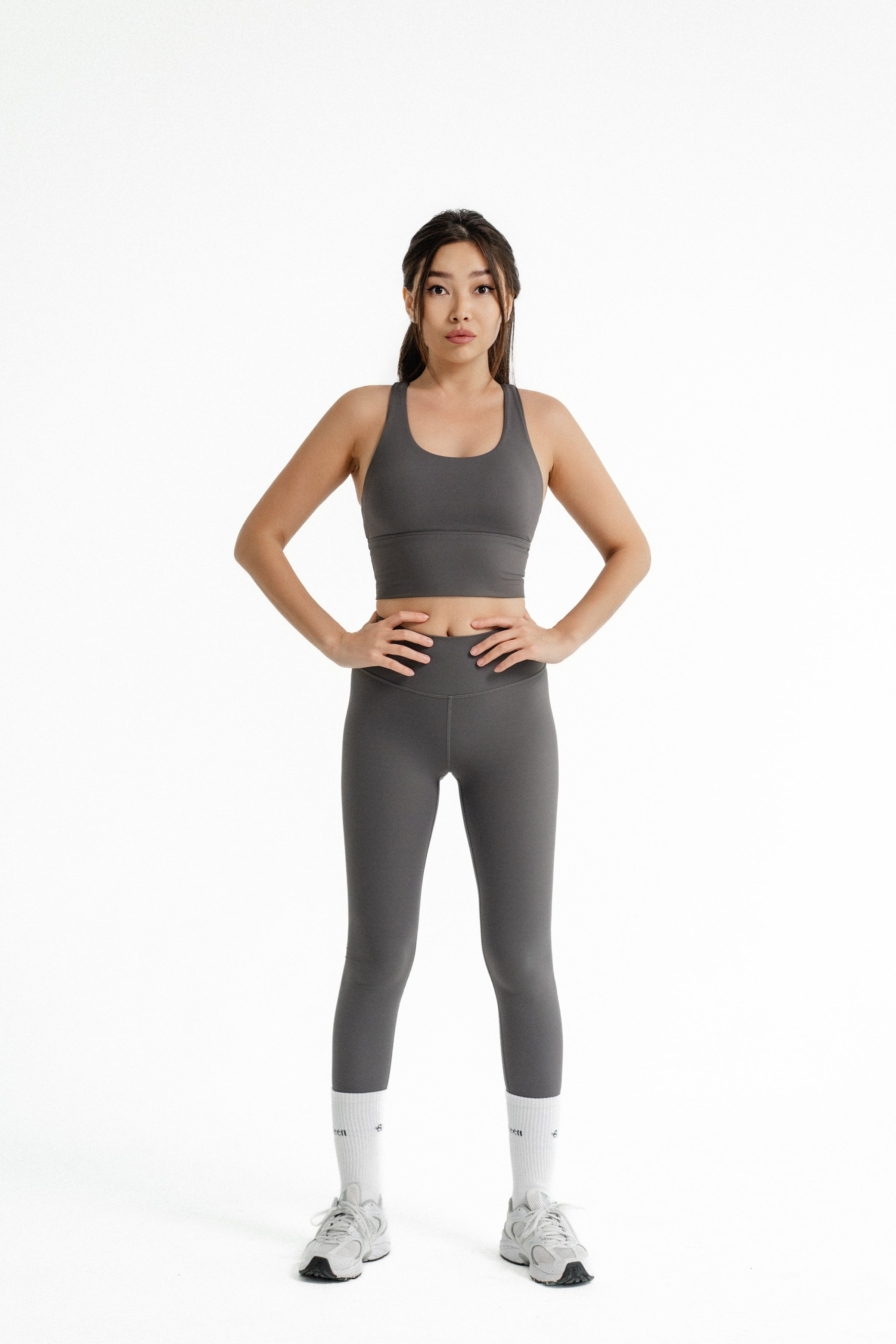 Essential Racerback Sports Bra, Graphite