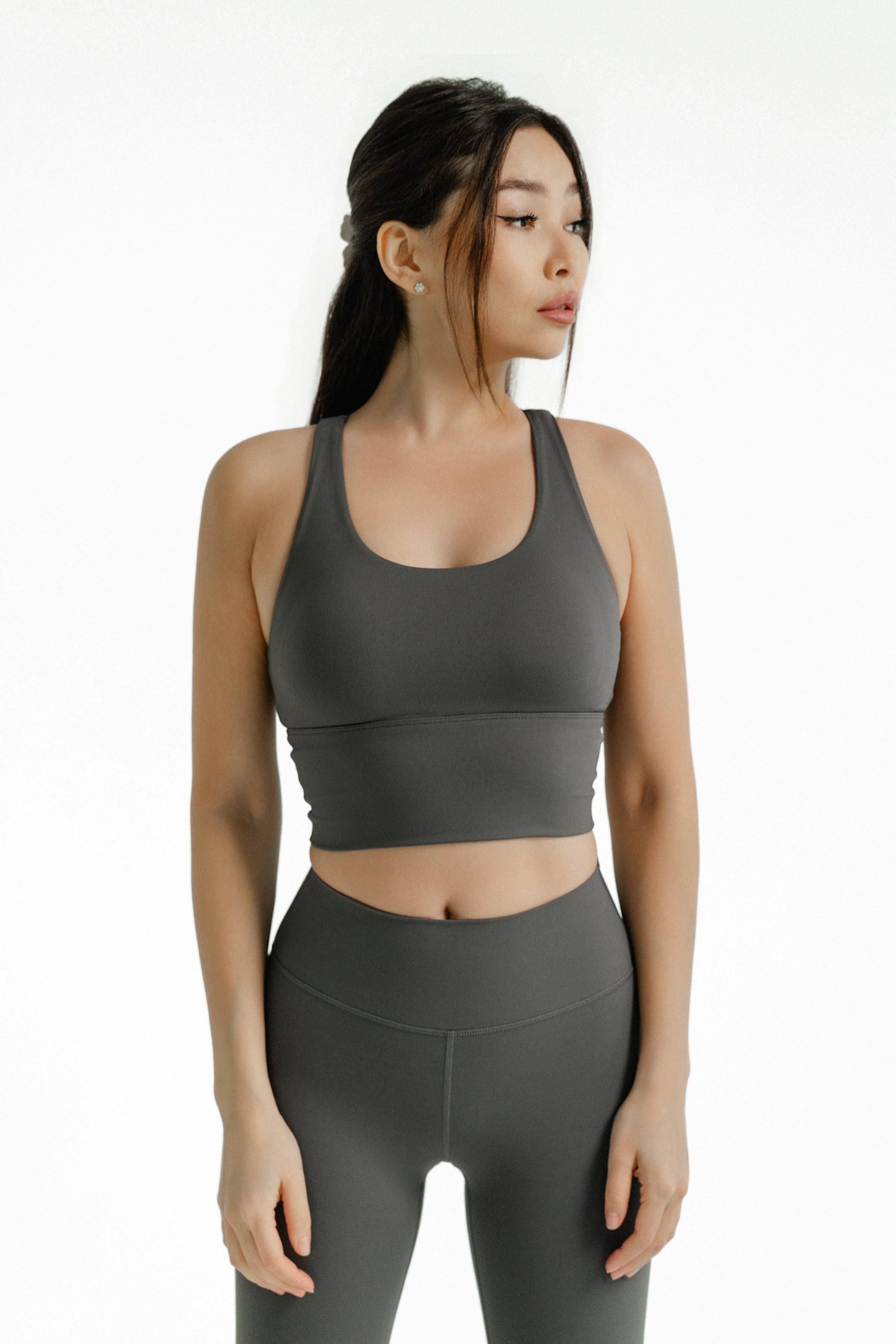 Essential Racerback Sports Bra, Graphite