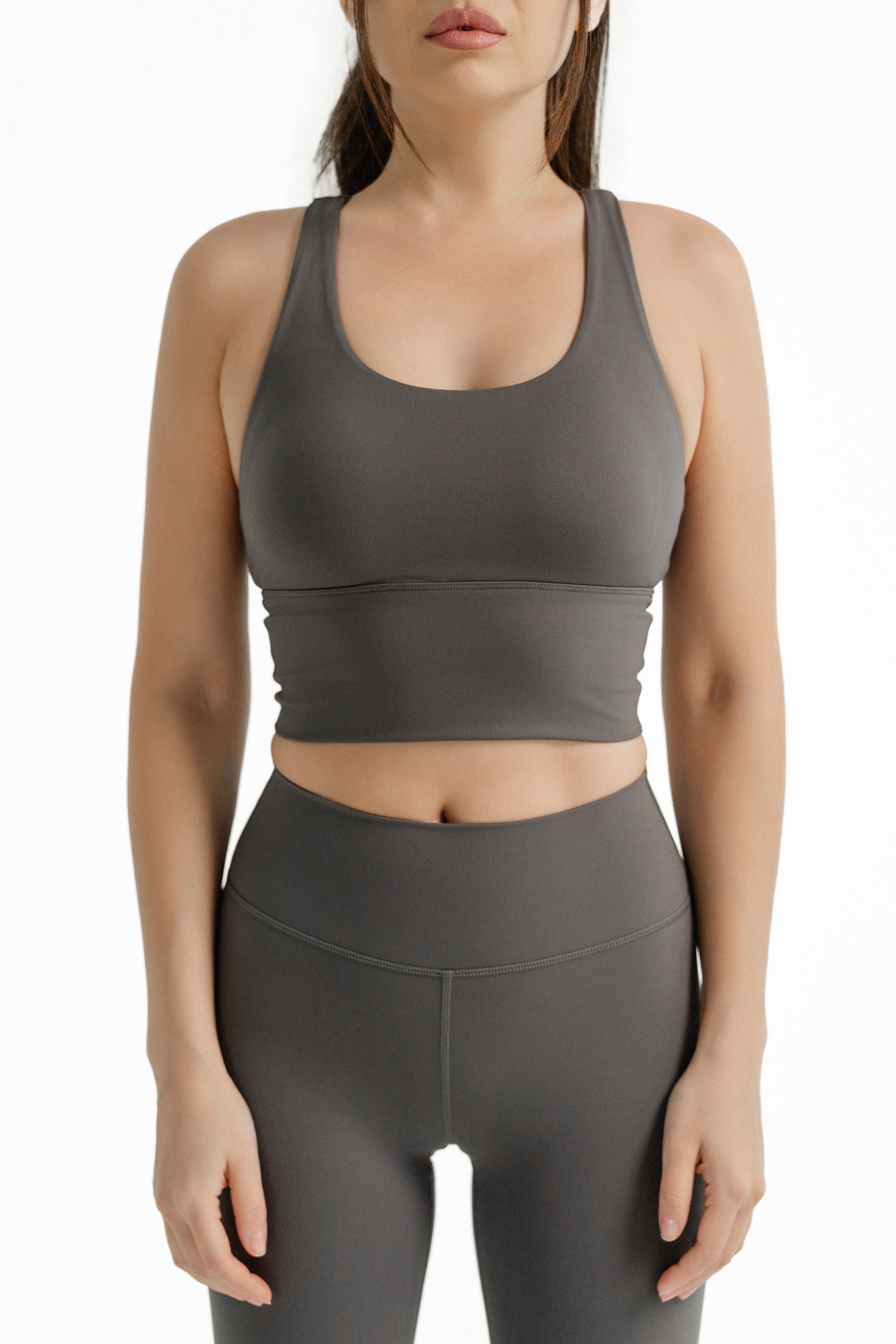 Essential Racerback Sports Bra, Graphite